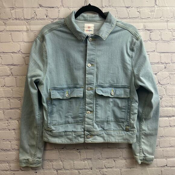 Lularoe Light Wash Blue Jean Jacket Large Cotton Spandex Western Button Down - Picture 1 of 9